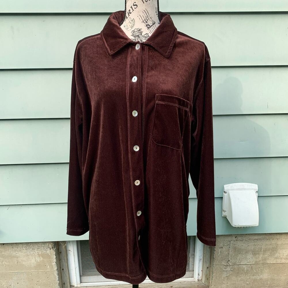 Brown Corduroy collard button up long sleeve shirt